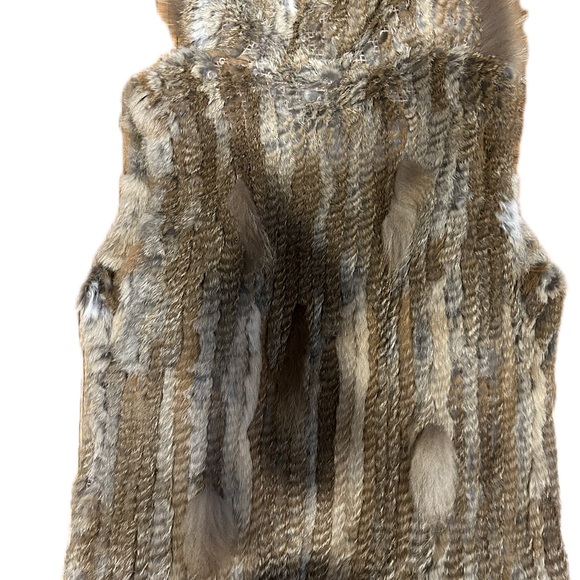 FRR Real Rabbit Fur fringe Vest with Hood Size XL - Picture 5 of 7